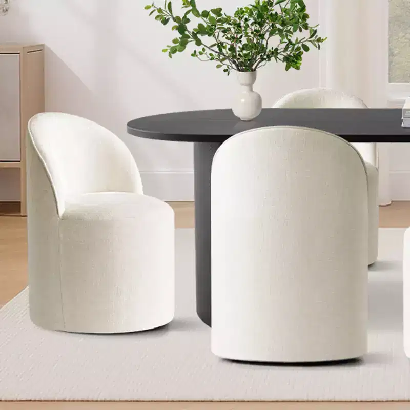 Ensemble de salle à manger 7 pièces pour cuisine, table ovale noire et chaises baquets en chenille, meubles de salle à manger modernes - Panipeachy