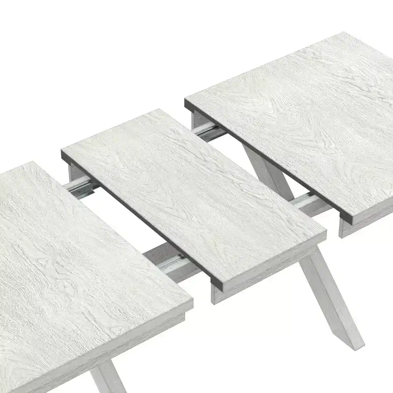 Ensemble de salle à manger extensible VECELO rustique 6 pièces, table en bois d'hévéa avec 4 chaises de salle à manger rembourrées sans accoudoirs et banc pour cuisine, gris