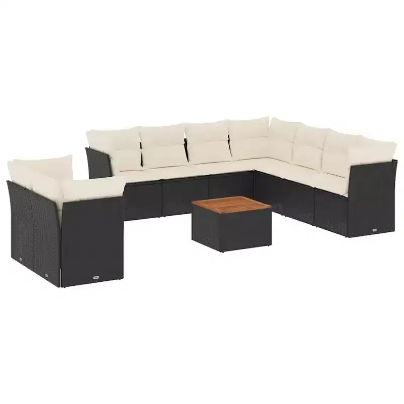 vidaXL Salon de jardin noir en résine tressée Canapé de jardin modulable de taille moyenne