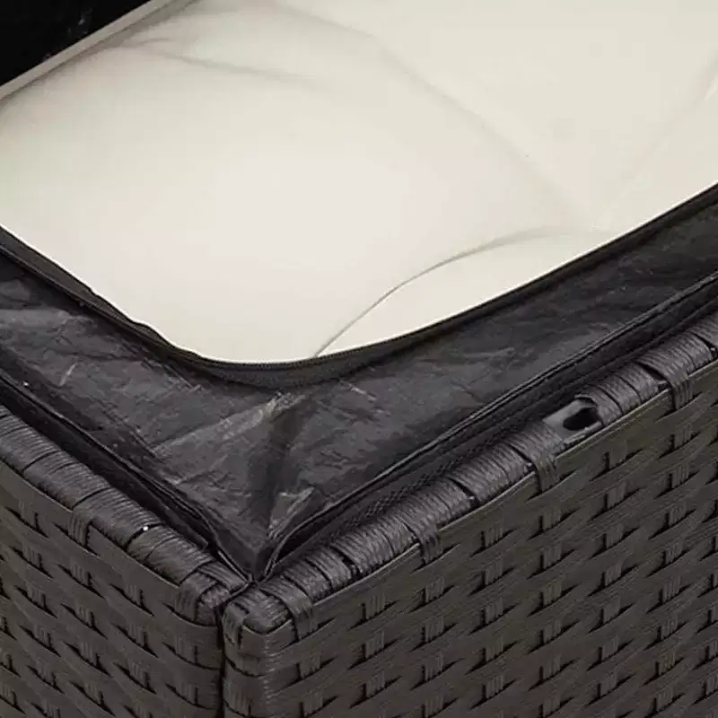 vidaXL Salon de jardin noir en résine tressée Canapé de jardin modulable de taille moyenne