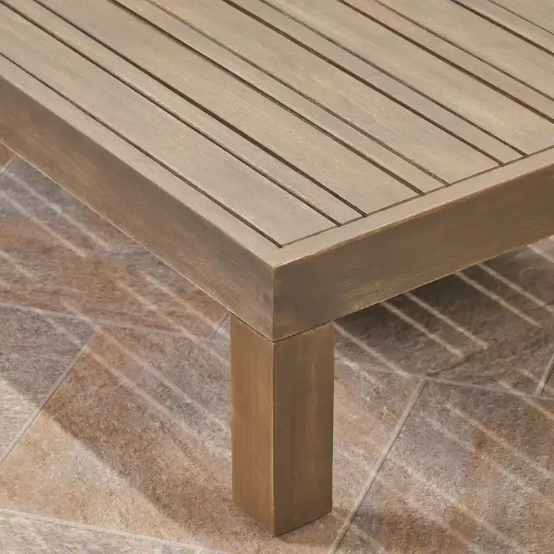 GDFStudio Cavendish Ensemble de conversation de canapé 3 places en bois d'acacia avec ottoman pour l'extérieur
