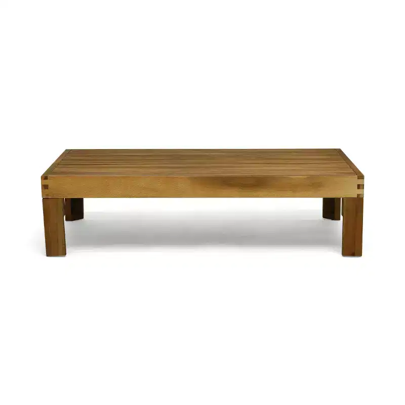 GDFStudio Cavendish Ensemble de conversation de canapé 3 places en bois d'acacia avec ottoman pour l'extérieur
