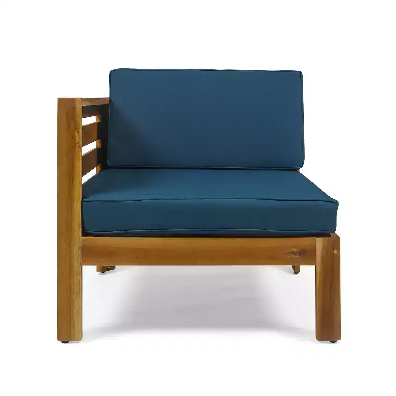 GDFStudio Cavendish Ensemble de conversation de canapé 3 places en bois d'acacia avec ottoman pour l'extérieur