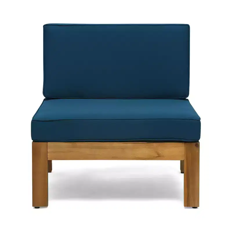 GDFStudio Cavendish Ensemble de conversation de canapé 3 places en bois d'acacia avec ottoman pour l'extérieur