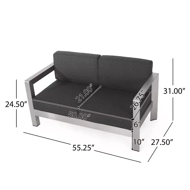 Christopher Knight Home Albion - Ensemble de conversation d'extérieur 4 places en aluminium avec brasero