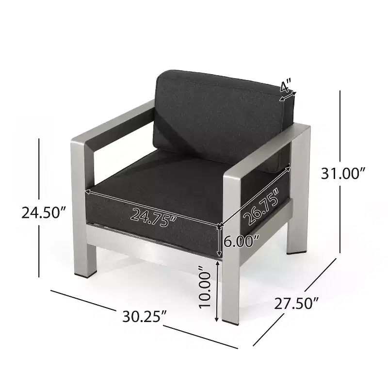 Christopher Knight Home Albion - Ensemble de conversation d'extérieur 4 places en aluminium avec brasero