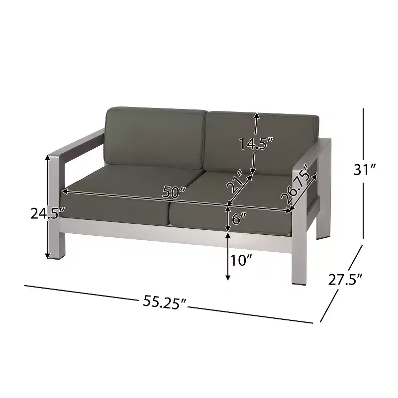 Christopher Knight Home Albion - Ensemble de conversation d'extérieur 4 places en aluminium avec brasero