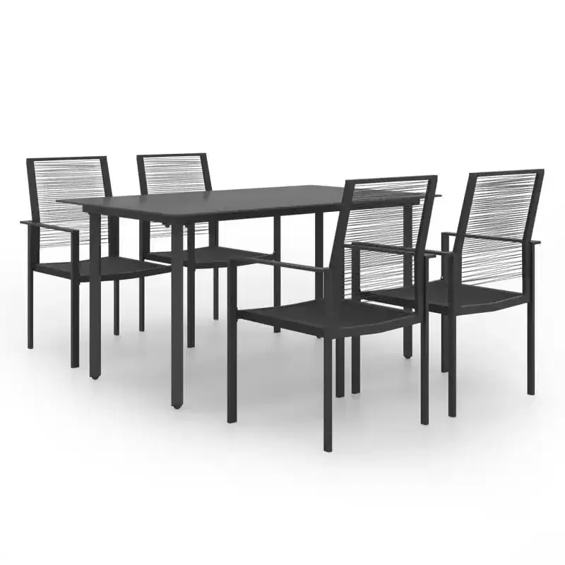 vidaXL Ensemble de salle à manger Noir Verre Standard Durable