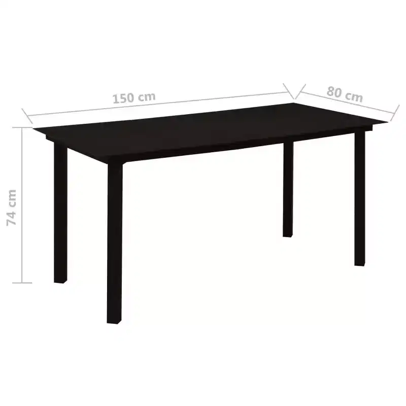 vidaXL Ensemble de salle à manger Noir Verre Standard Durable
