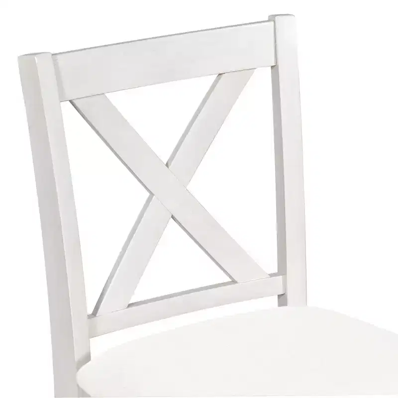 Ensemble table et chaises Homy Casa 5 pièces hauteur comptoir avec étagères de rangement, blanc et noyer, style ferme moderne