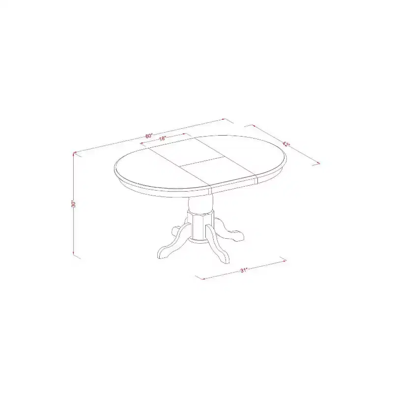 Ensemble de salle à manger 5 pièces - Table ovale et 4 chaises - Couleur marron selle