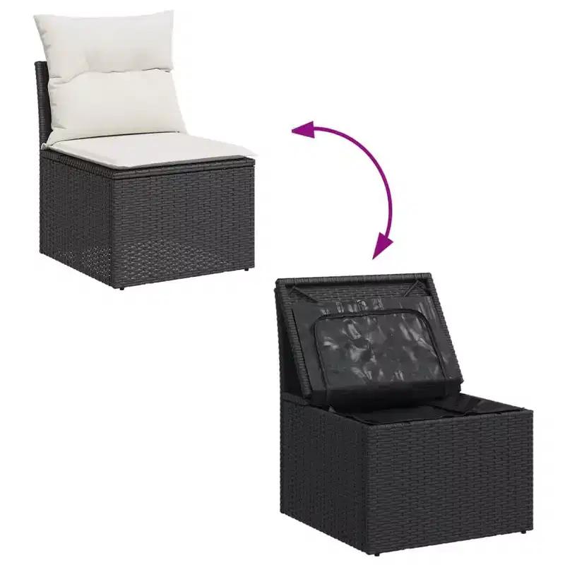 Ensemble de canapé de jardin modulable vidaXL avec rangement et coussins