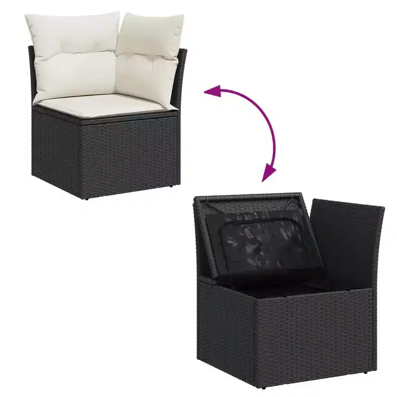 Ensemble de canapé de jardin modulable vidaXL avec rangement et coussins