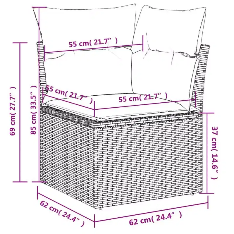 Ensemble de canapé de jardin modulable vidaXL avec rangement et coussins