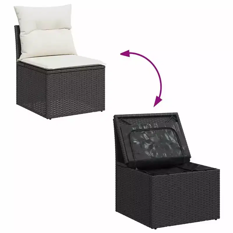 Ensemble de canapé de jardin modulable vidaXL avec rangement et coussins