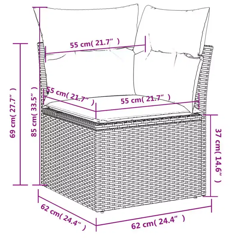 Ensemble de canapé de jardin modulable vidaXL avec rangement et coussins