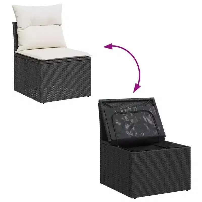 Ensemble de canapé de jardin modulable vidaXL avec rangement et coussins