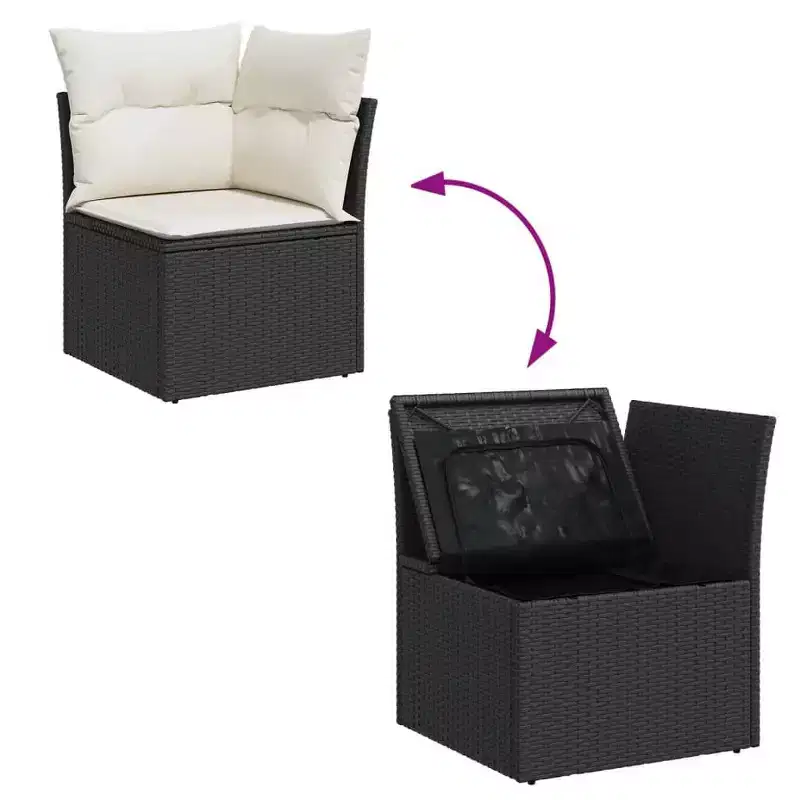 Ensemble de canapé de jardin modulable vidaXL avec rangement et coussins