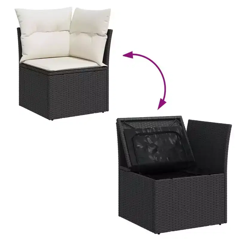 Ensemble de canapé de jardin modulable vidaXL avec rangement et coussins