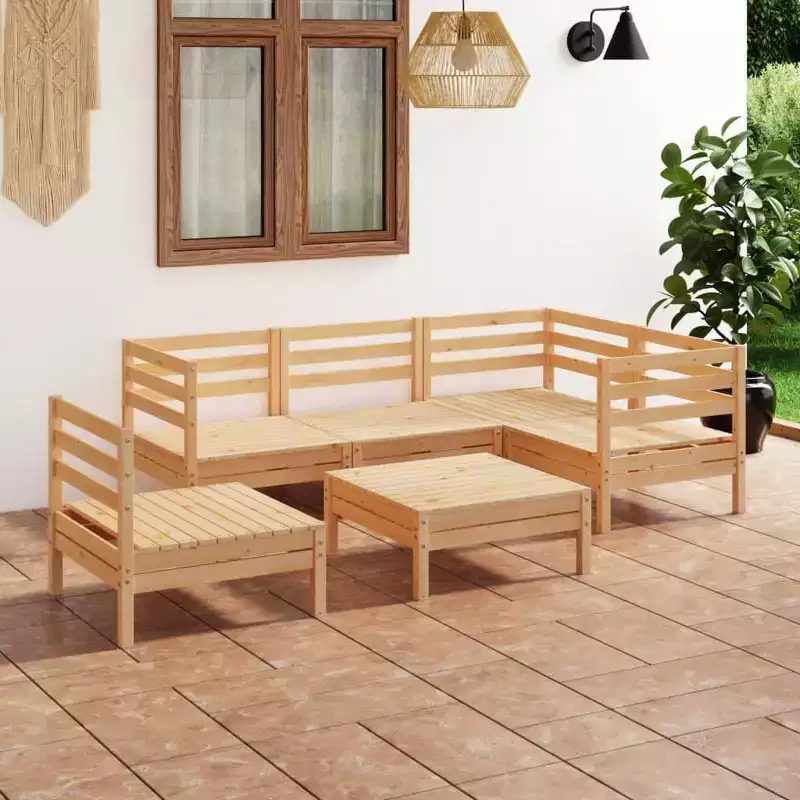 vidaXL Salon de jardin bois de pin massif naturel 6 pièces modulables