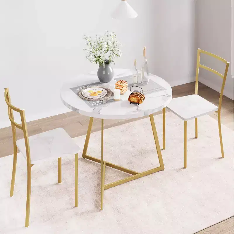 Ensemble de table à manger double trois pièces, table et chaises de salle à manger doubles de cuisine, ensemble de table à manger de cuisine ronde, convient aux petits espaces, appartement