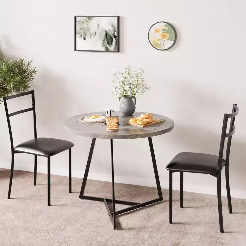 Ensemble de table à manger double trois pièces, table et chaises de salle à manger doubles de cuisine, ensemble de table à manger de cuisine ronde, convient aux petits espaces, appartement