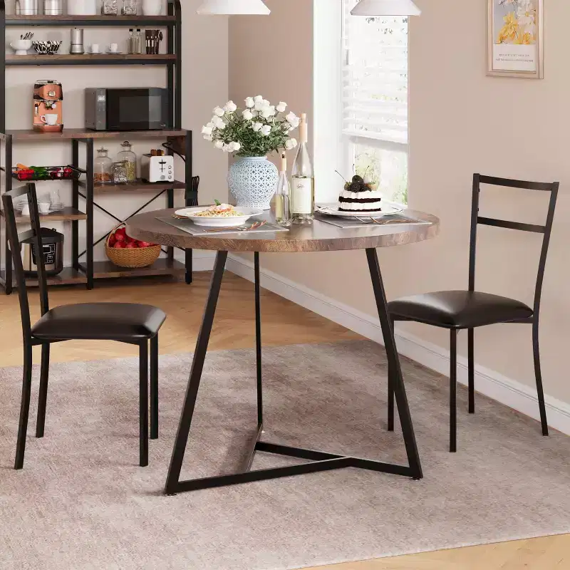Ensemble de table à manger double trois pièces, table et chaises de salle à manger doubles de cuisine, ensemble de table à manger de cuisine ronde, convient aux petits espaces, appartement