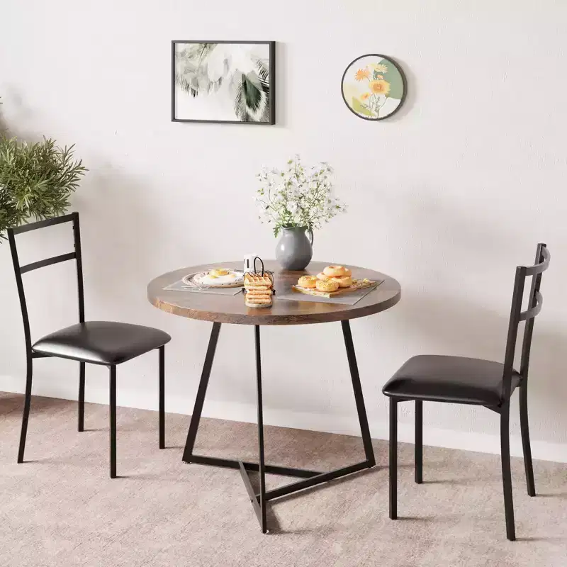 Ensemble de table à manger double trois pièces, table et chaises de salle à manger doubles de cuisine, ensemble de table à manger de cuisine ronde, convient aux petits espaces, appartement