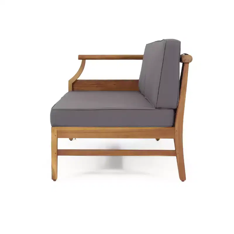 Christopher Knight Home Bianca Ensemble de conversation sectionnel 5 places en bois d'acacia pour extérieur avec coussins, teck/gris foncé