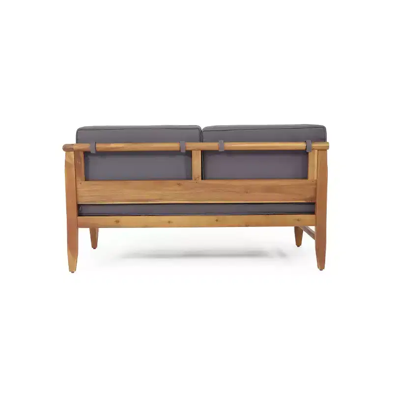 Christopher Knight Home Bianca Ensemble de conversation sectionnel 5 places en bois d'acacia pour extérieur avec coussins, teck/gris foncé