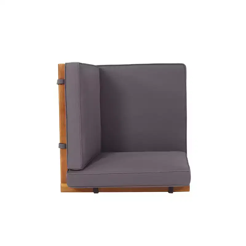 Christopher Knight Home Bianca Ensemble de conversation sectionnel 5 places en bois d'acacia pour extérieur avec coussins, teck/gris foncé
