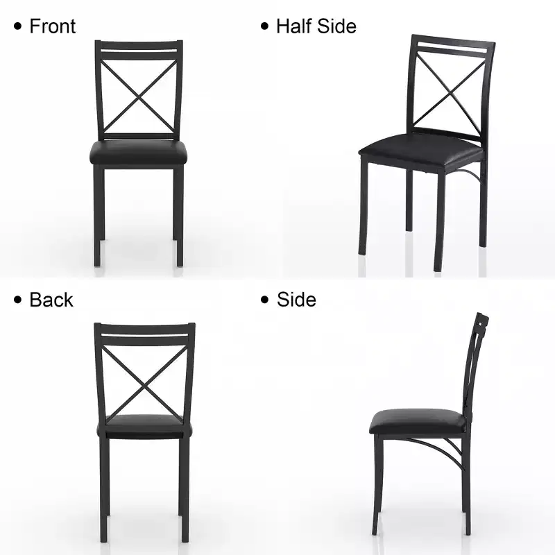 VECELO Ensemble table et 4 chaises de salle à manger, dînette en faux marbre avec 4 chaises pour cuisine, petit espace, noir/blanc