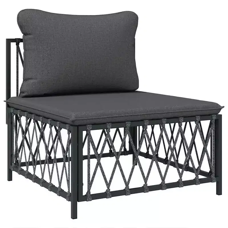 vidaXL Salon de jardin 10 pièces canapé d'angle de jardin avec coussins en acier
