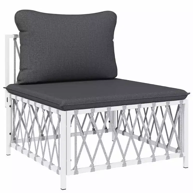 vidaXL Salon de jardin 10 pièces canapé d'angle de jardin avec coussins en acier
