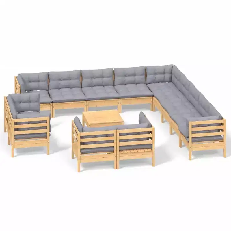 vidaXL Salon de jardin Coussins gris