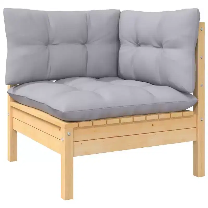 vidaXL Salon de jardin Coussins gris