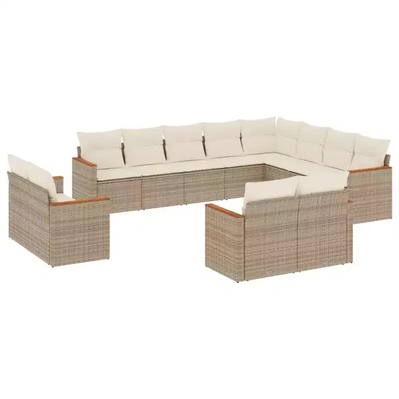 vidaXL Ensemble de canapés de patio 12 pièces avec coussins en résine tressée, canapés modulaires d'extérieur, plusieurs couleurs et modèles