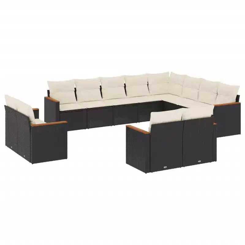 vidaXL Ensemble de canapés de patio 12 pièces avec coussins en résine tressée, canapés modulaires d'extérieur, plusieurs couleurs et modèles