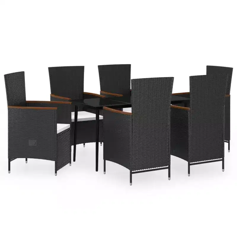 vidaXL Salon de jardin noir et blanc cassé