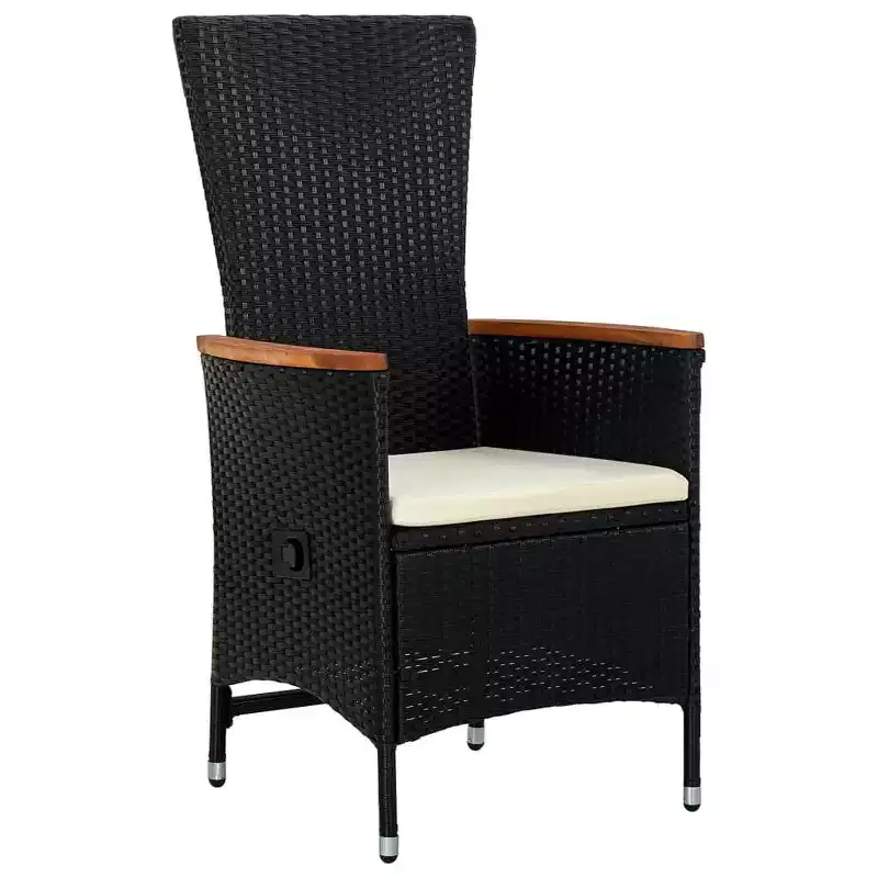 vidaXL Salon de jardin noir et blanc cassé