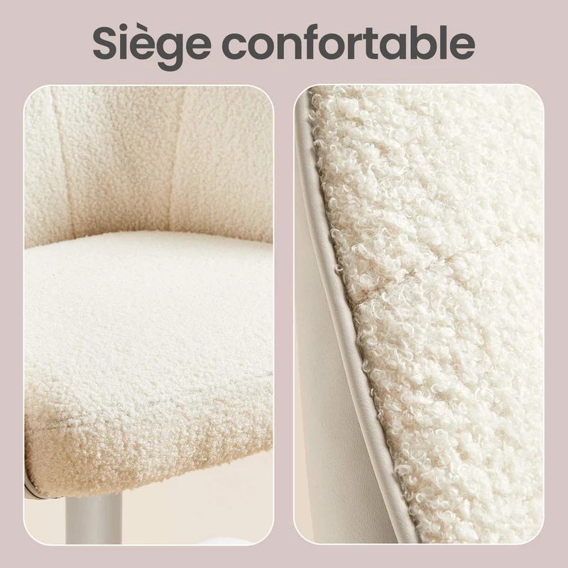 Fauteuil de bureau ergonomique réglable 64 x 64 x 93 cm confort optimal style moderne en tissu peluche beige 12_0012612