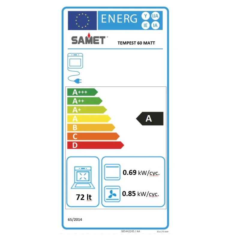 Forno elettrico multifunzione classe A colore nero opaco - Tempest