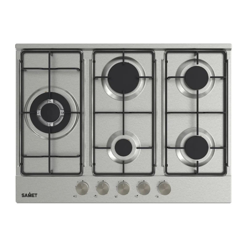 Piano cottura a gas in acciaio inox 5 fuochi 70 cm - Ercole 2.0