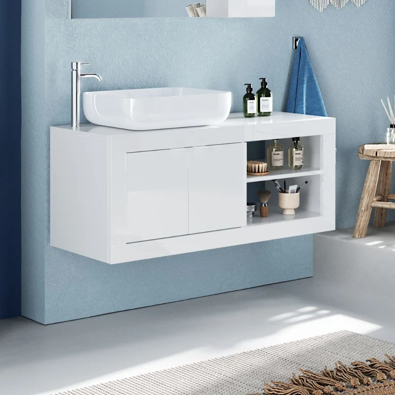 Mobile bagno sospeso con lavabo colore bianco lucido 92x47H cm - Bax