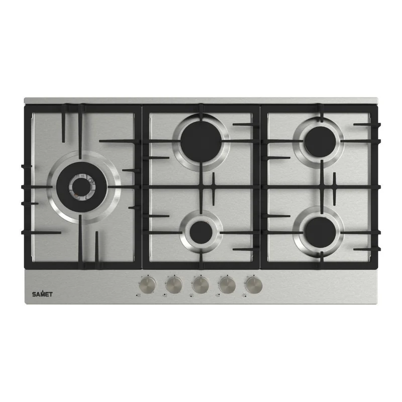 Piano cottura a gas da incasso in acciaio inox 5 fuochi 90 cm - Nettuno