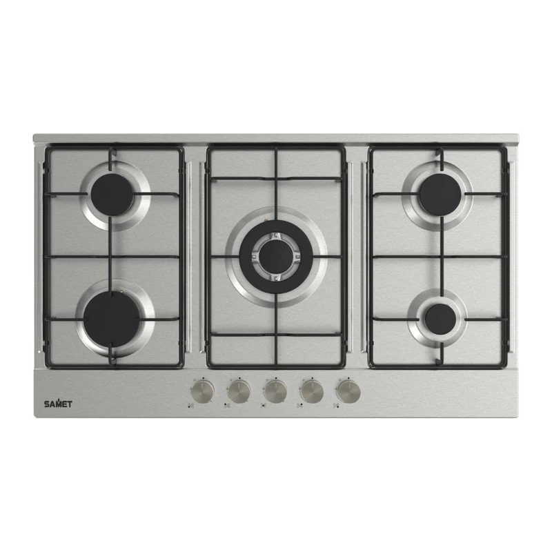 Piano cottura gas in acciaio inox con 5 fuochi 90 cm - Apollo 2.0