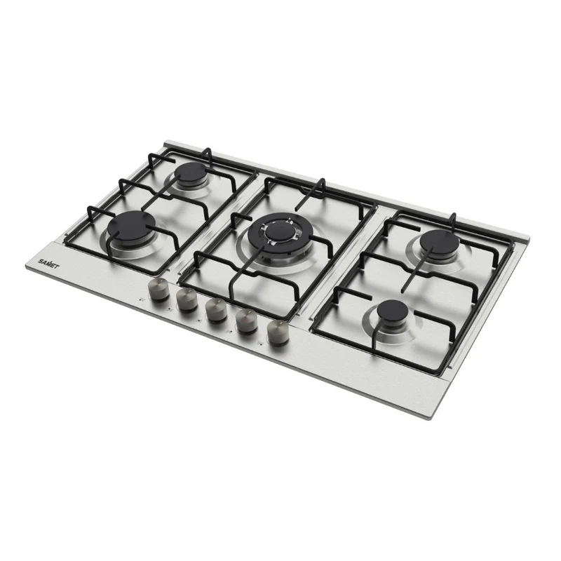 Piano cottura gas in acciaio inox con 5 fuochi 90 cm - Apollo 2.0