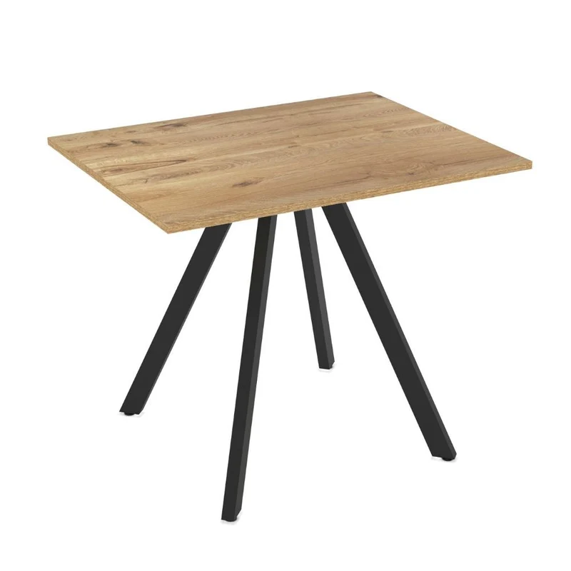 Tavolo rettangolare fisso con piano colore rovere e gambe nere 90x70 cm Lucas