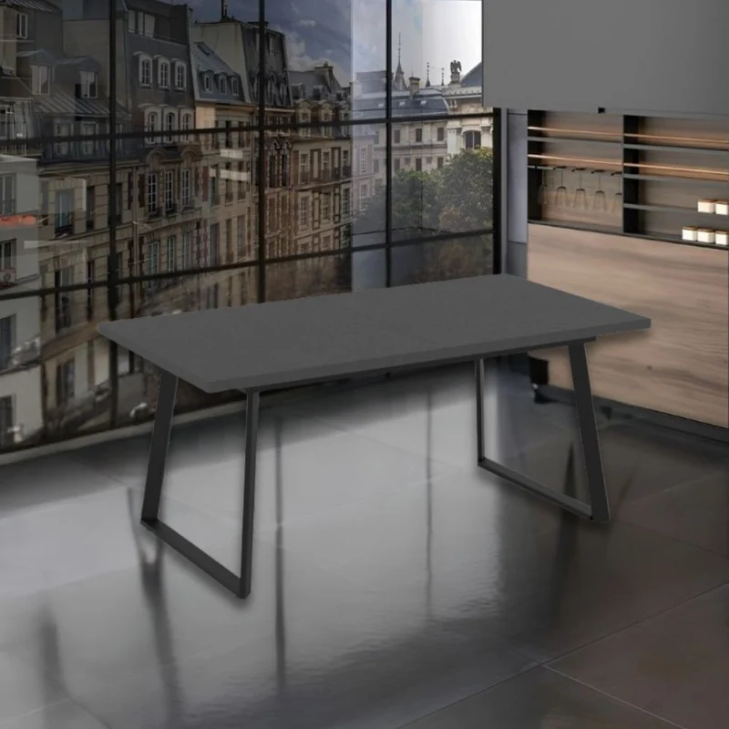 Tavolo allungabile con piano colore ossido e gambe metallo nero 170x90 cm - Zaira