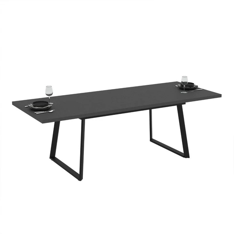 Tavolo allungabile con piano colore ossido e gambe metallo nero 170x90 cm - Zaira